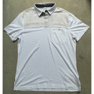 Lululemon Athletica Marble Two Tone Button Down Collar Pocket Polo Shirt Size XL